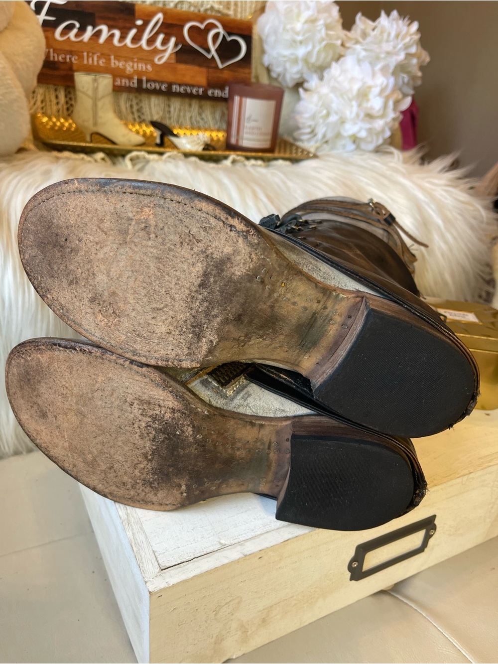 Freebird EUC “Ravi” Mid-Calf Boots in Ice/Brown Distressed Leather MSRP$350 - Picture 5 of 8